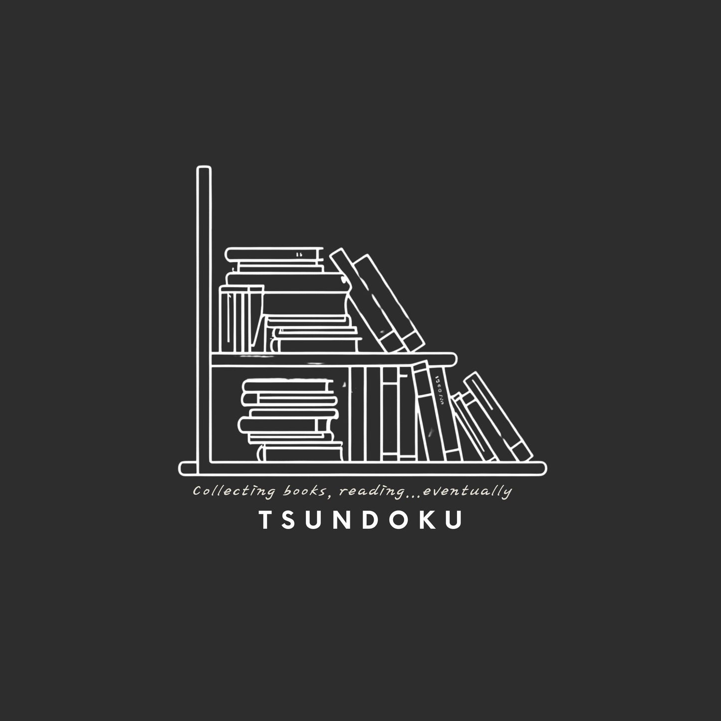 Enlarged design of minimalist unisex t-shirt with the word “Tsundoku”