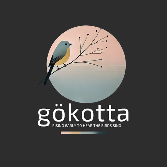Enlarged design of minimalist t-shirt with Swedish word Gökotta in black cotton