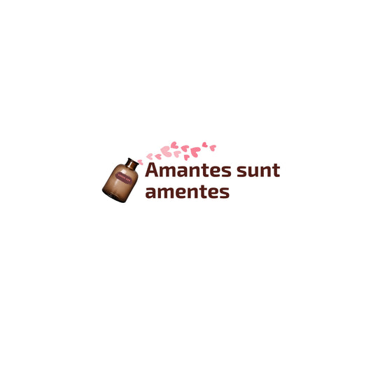 Enlarged design for T-shirt with a bottle icon and text 'Amantes sunt amentes' on a white background