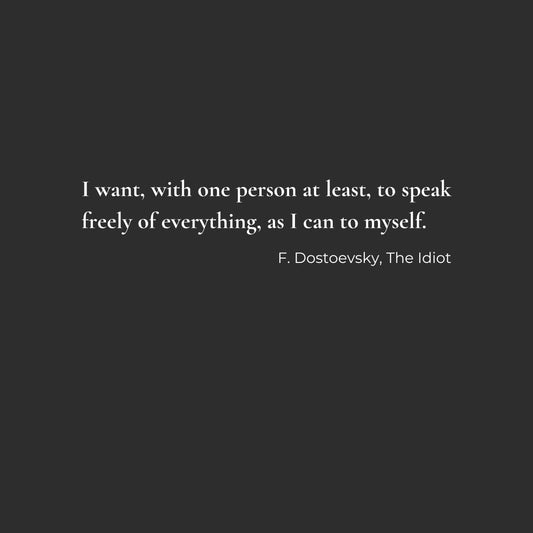 Black background with white text of a F. Dostoevsky quote. Enlarged design for minimalist t-shirt