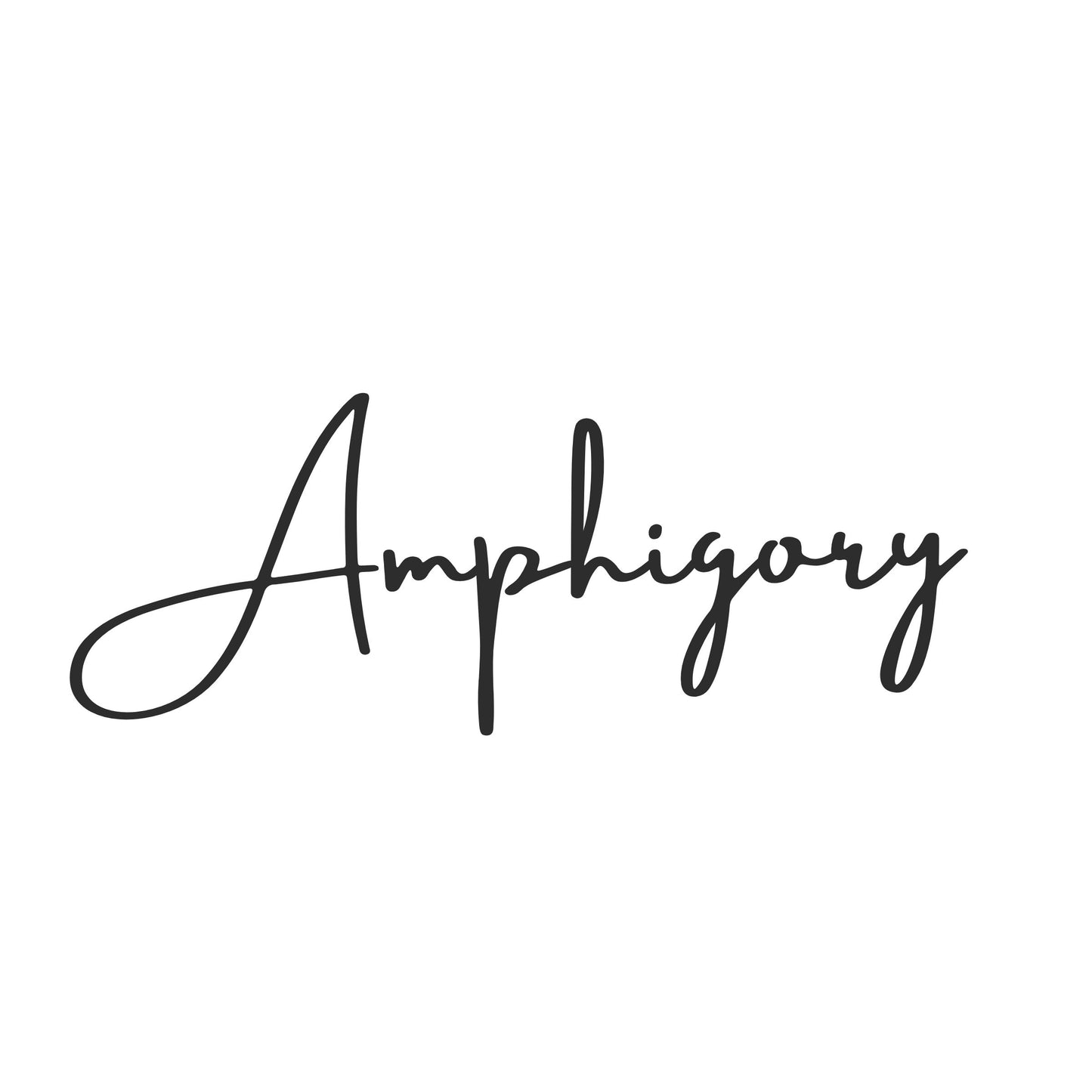 Enlarged design for T-shirt (front side)  with handwritten word 'Amphigory' on a white background 