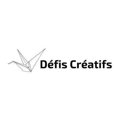 Enlarged design for a T-shirt with a stylized crane and the text 'Défis Créatifs' on a white background