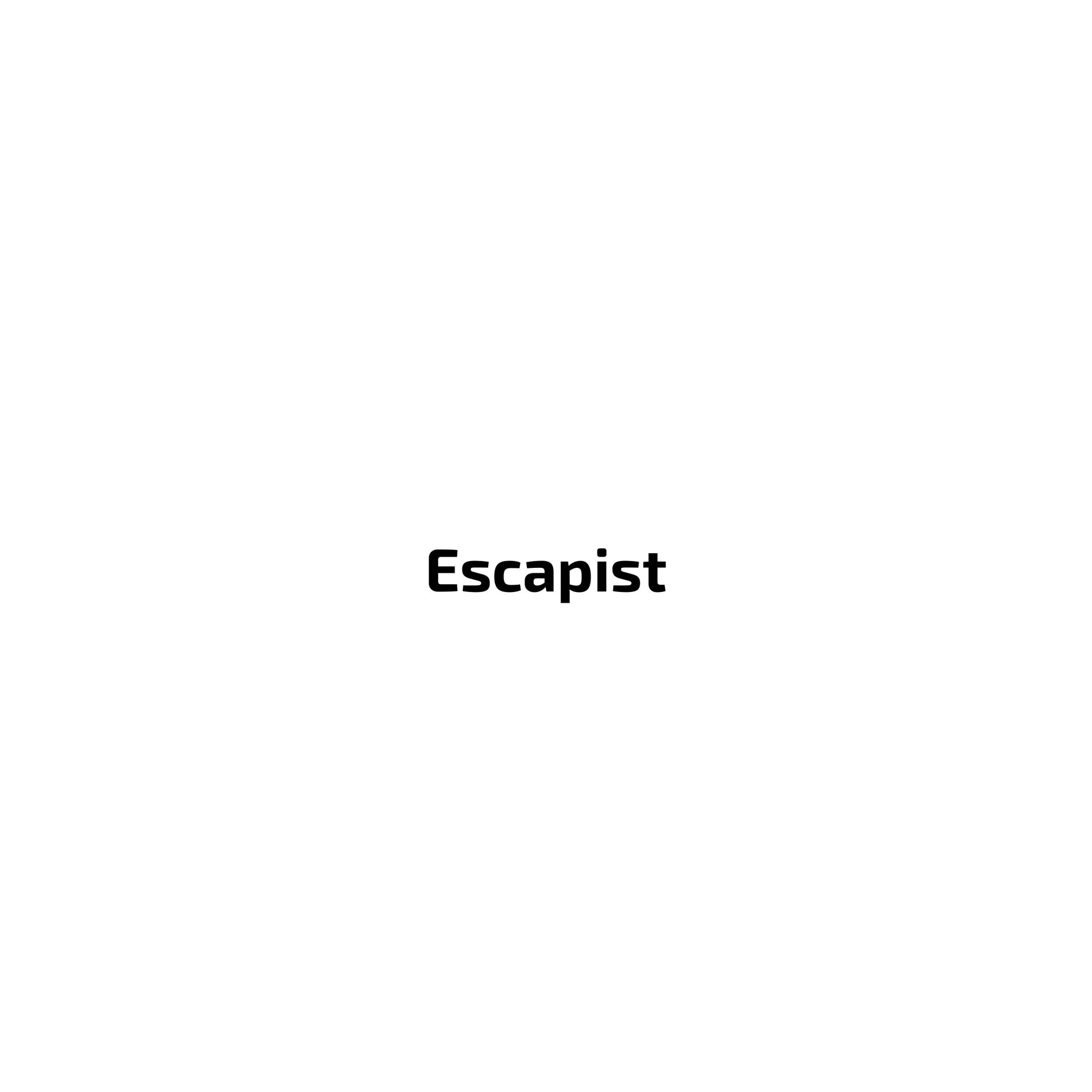 Black text "Escapist" on the white background. Enlarged design for T-shirt. 