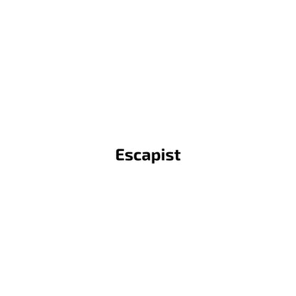 Black text "Escapist" on the white background. Enlarged design for T-shirt. 