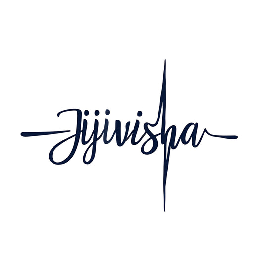 Enlarged design of unisex minimalist t-shirt with the word “Jijivisha” 