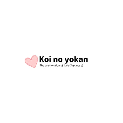 Text 'Koi no yokan' with a pink heart on a white background. Enlarged design for T-shirt