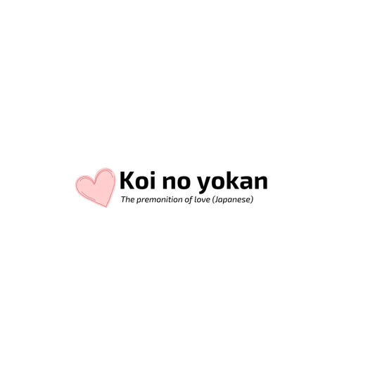Text 'Koi no yokan' with a pink heart on a white background. Enlarged design for T-shirt