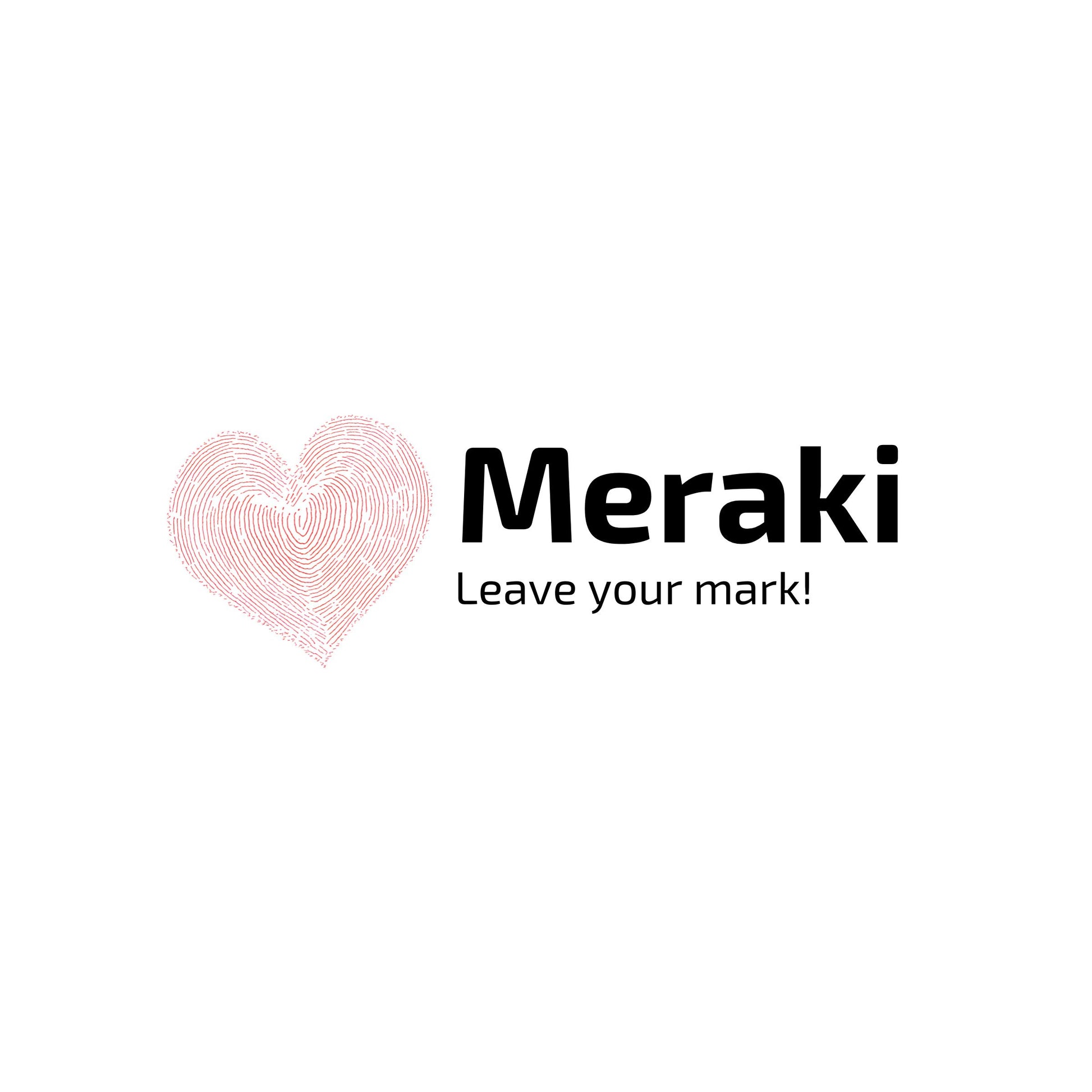 Enlarged design of unisex minimalist t-shirt with the ancient greek word  “Meraki”
