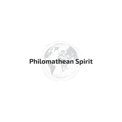 Enlarged design of T-shirt with the phrase "Philomathean Spirit" and the globe behind it 