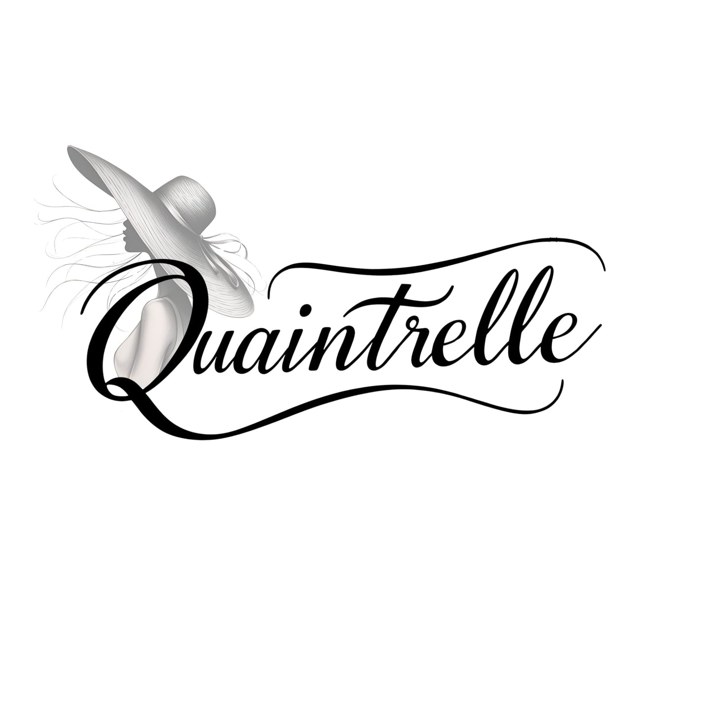 Enlarged design for a t-shirt with a word Quaintrelle, symbolizing elegant and intentional living, and silhouette of women on a white background